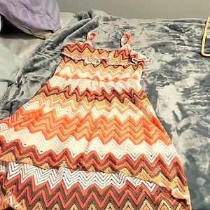 Crochet strap zigzag hilow dress